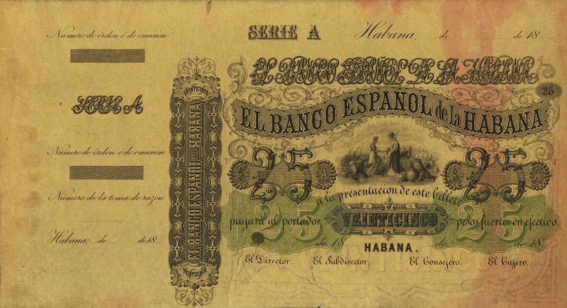 Front of Cuba p5: 25 Pesos from 1867