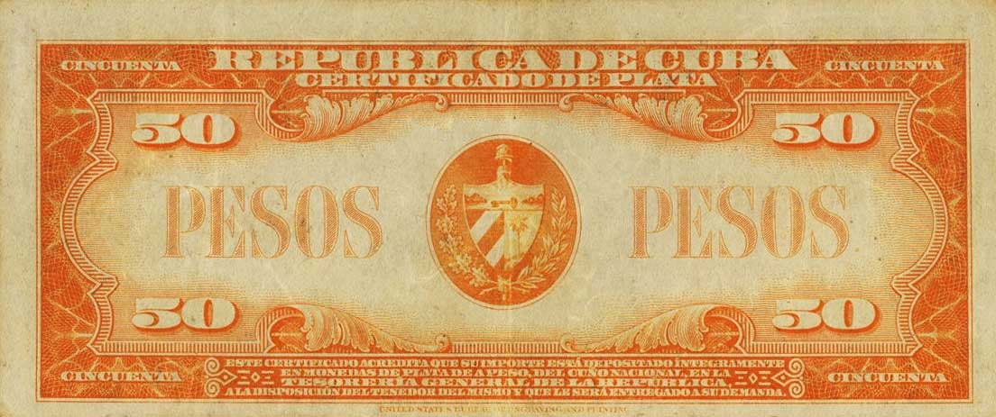 Back of Cuba p73e: 50 Pesos from 1943