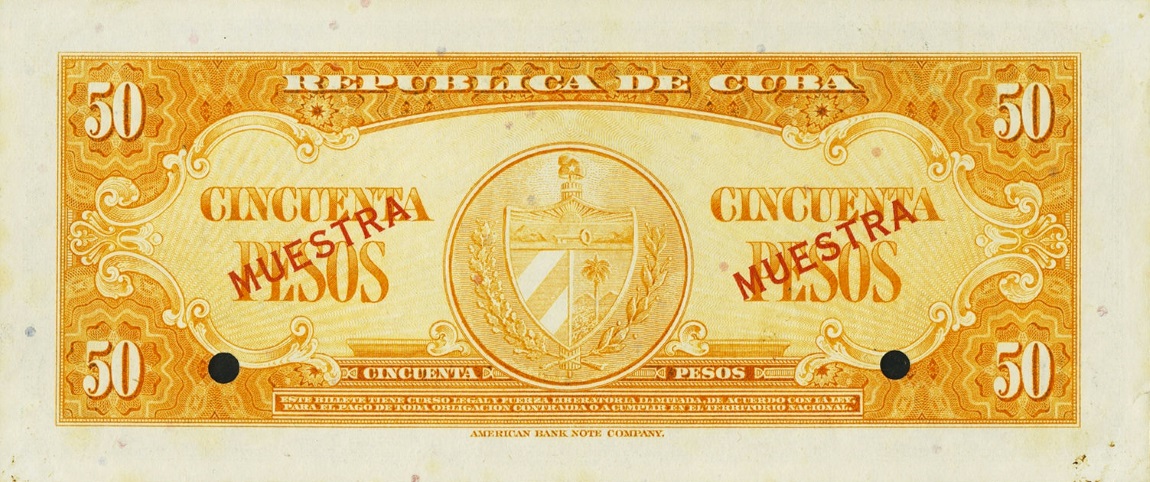 Back of Cuba p81s3: 50 Pesos from 1960