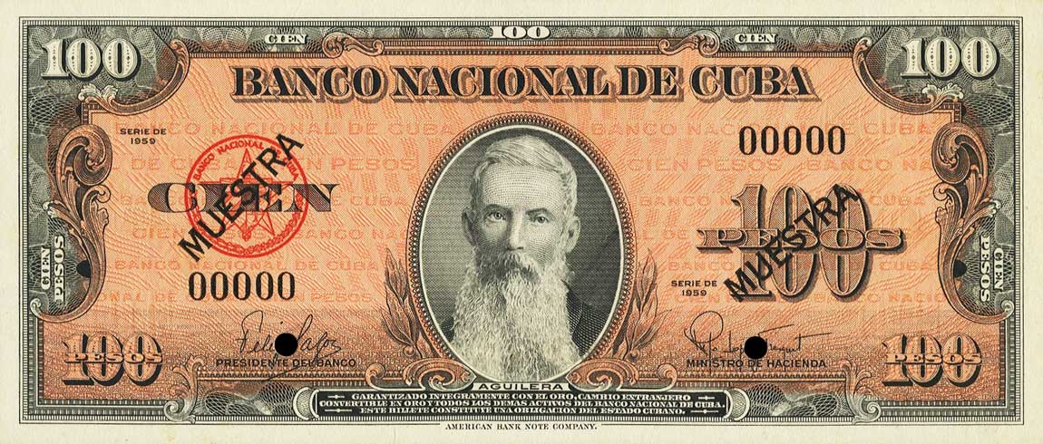 Front of Cuba p93s1: 100 Pesos from 1959