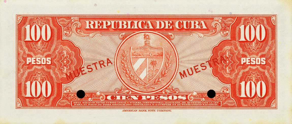 Back of Cuba p93s2: 100 Pesos from 1960