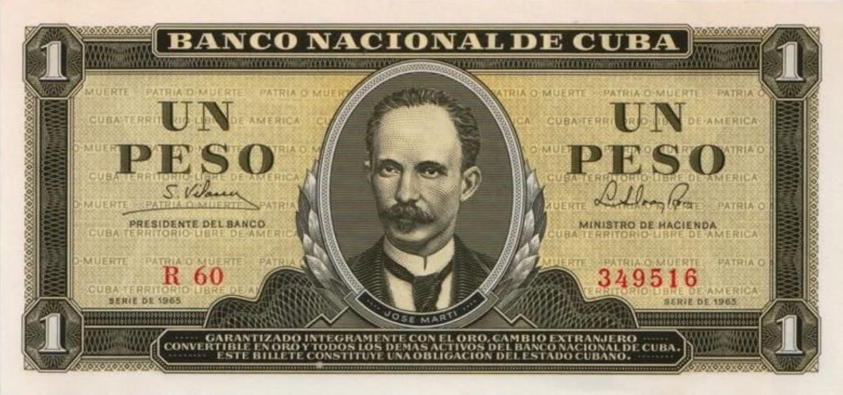 Front of Cuba p94c: 1 Peso from 1965