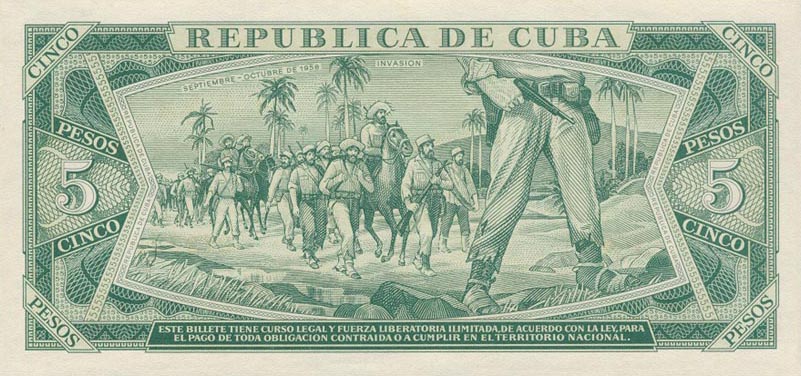 Back of Cuba p95a: 5 Pesos from 1961