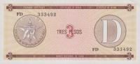 pFX28 from Cuba: 3 Pesos from 1989