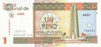 pFX37 from Cuba: 1 Peso Convertible from 1994