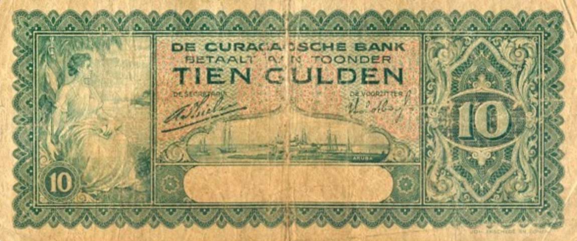 Front of Curacao p16: 10 Gulden from 1930