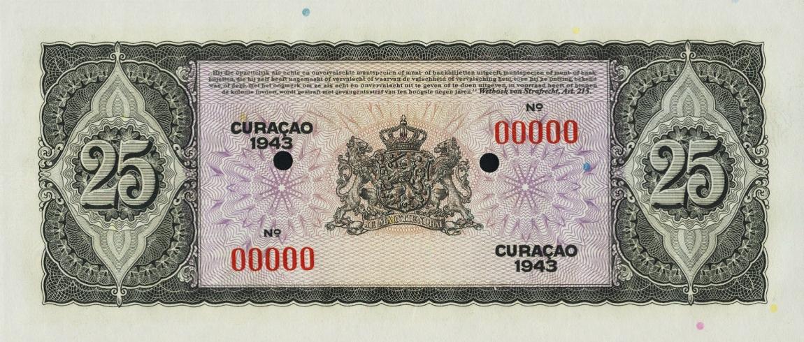 Back of Curacao p27s: 25 Gulden from 1943