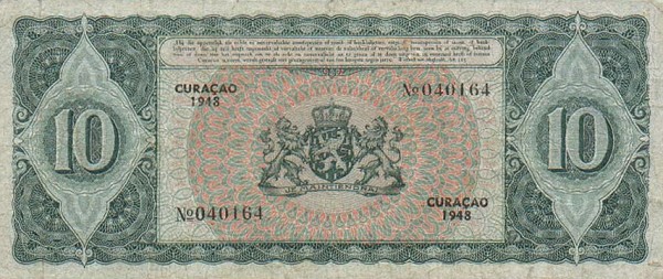 Back of Curacao p30: 10 Gulden from 1948