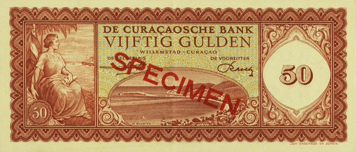 Front of Curacao p54s: 50 Gulden from 1960