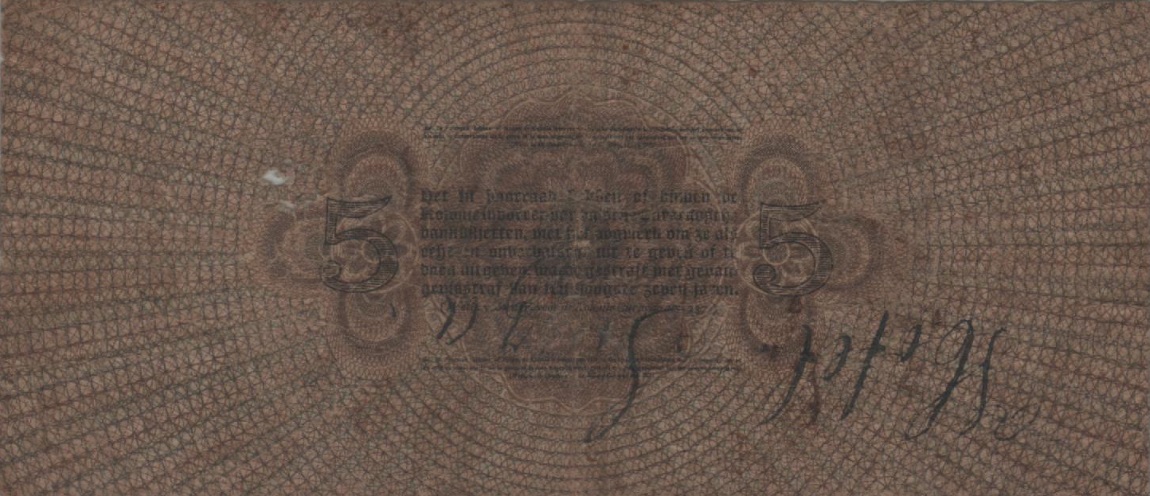 Back of Curacao p8: 5 Gulden from 1925