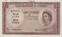 p35s from Cyprus: 1 Pound from 1955