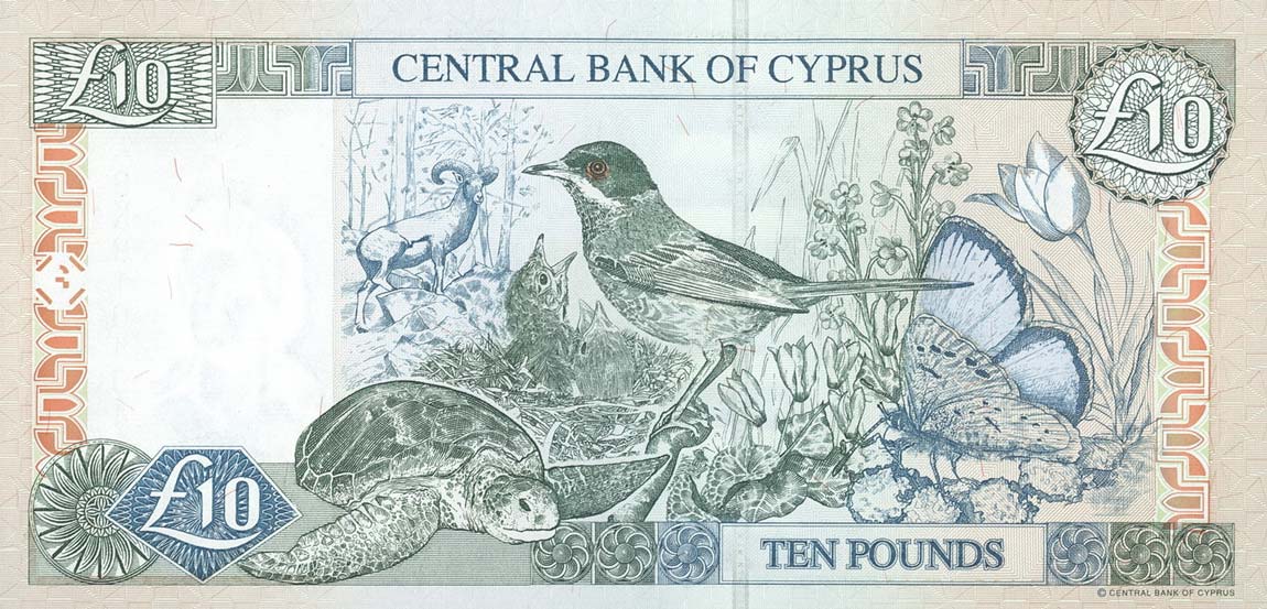 Back of Cyprus p62e: 10 Pounds from 2005