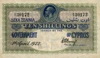 p8 from Cyprus: 10 Shillings from 1917