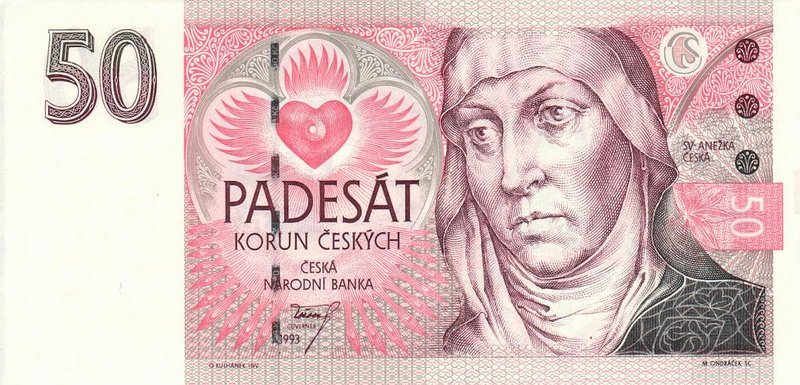 Front of Czech Republic p4a: 50 Korun from 1993