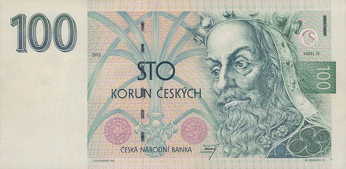 Front of Czech Republic p5a: 100 Korun from 1993