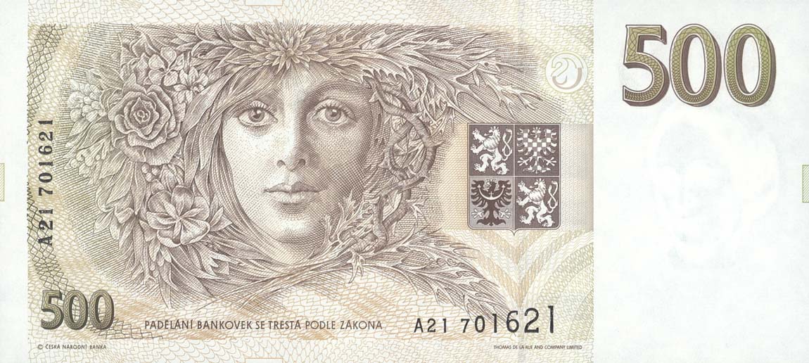 Back of Czech Republic p7a: 500 Korun from 1993