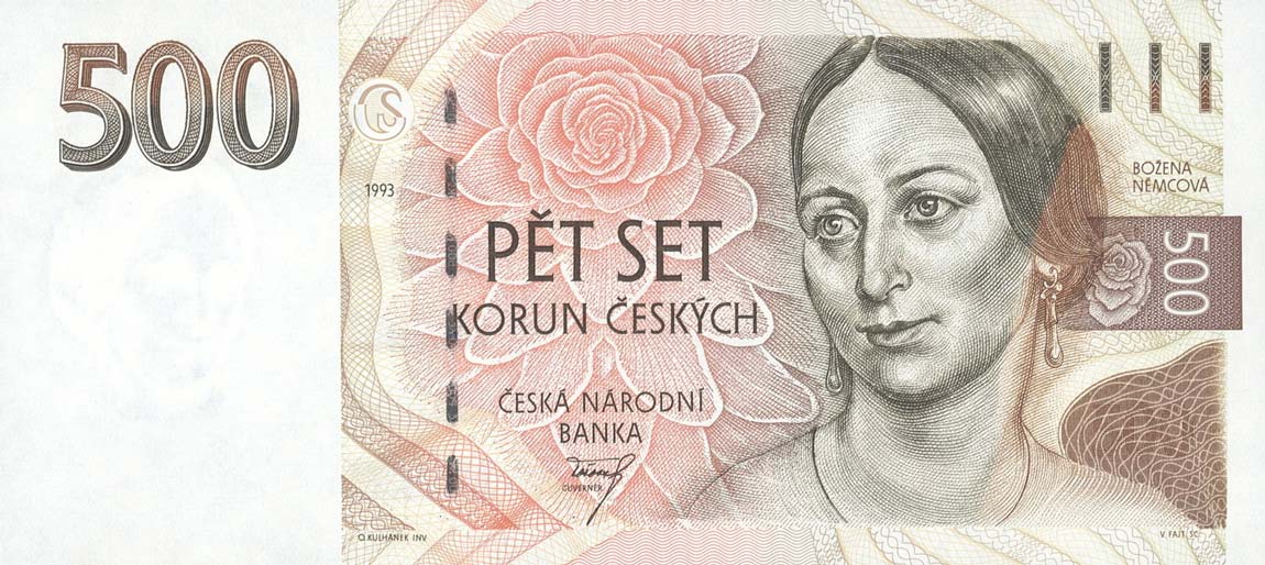 Front of Czech Republic p7a: 500 Korun from 1993