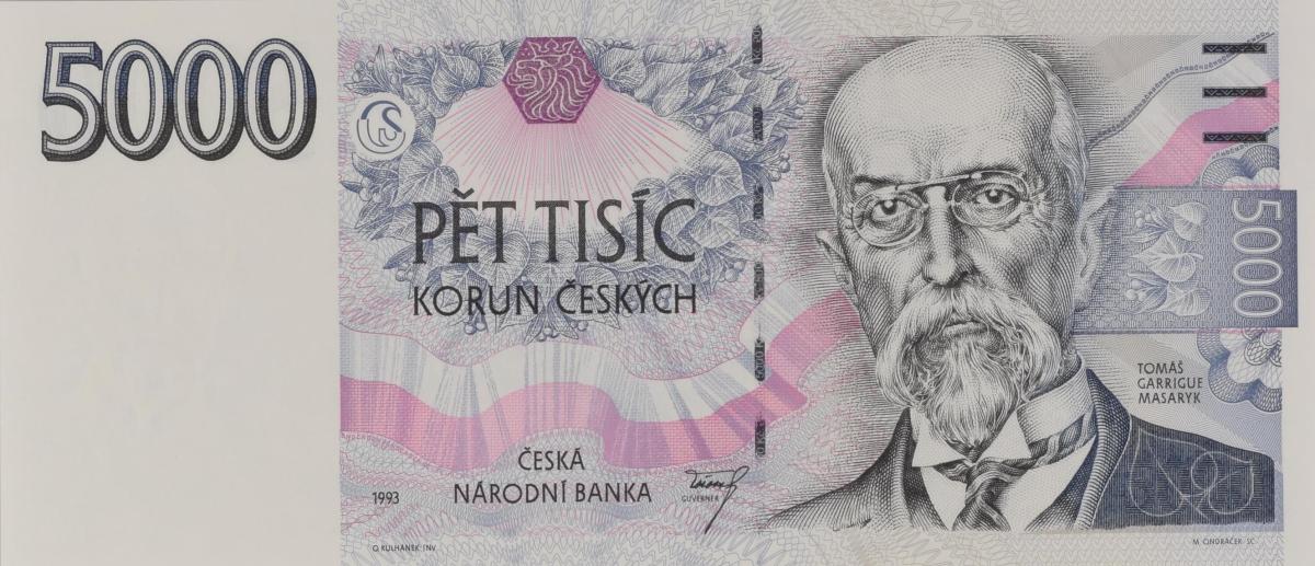 Front of Czech Republic p9: 5000 Koruna from 1993