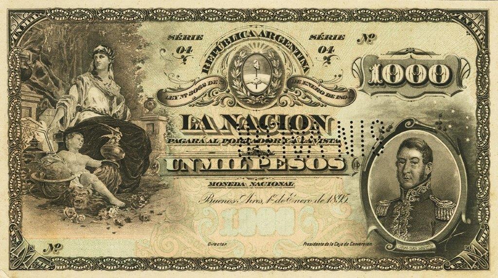 Front of Argentina p227a: 1000 Pesos from 1895
