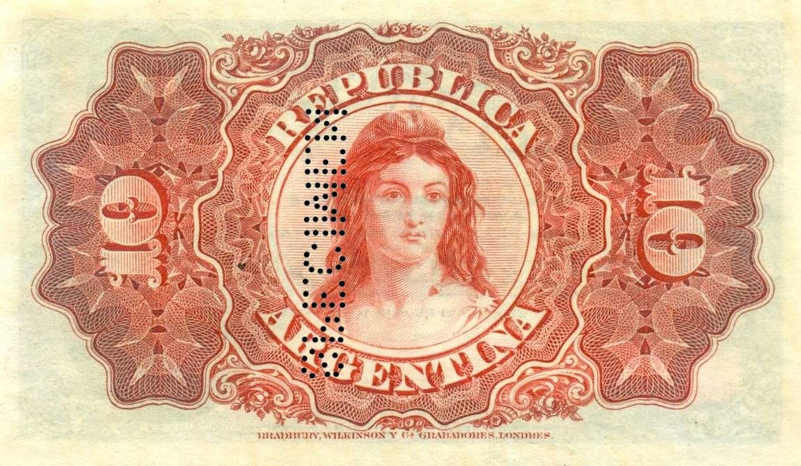 Back of Argentina p228s: 10 Centavos from 1895