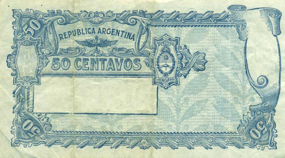 Back of Argentina p242A: 50 Centavos from 1922