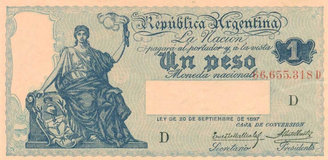 Front of Argentina p243b: 1 Peso from 1925