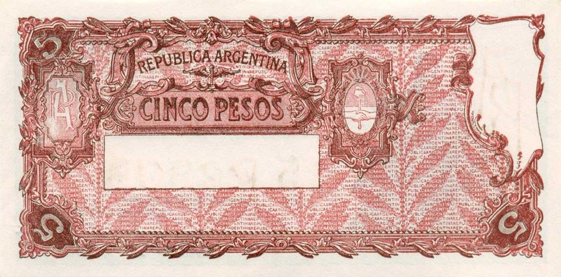 Back of Argentina p244c: 5 Pesos from 1933