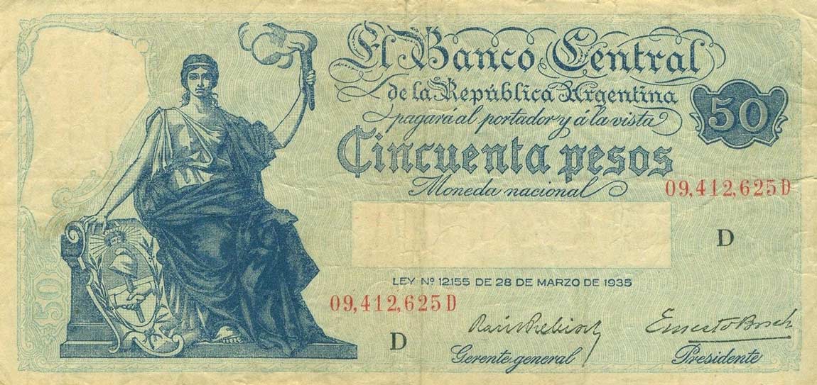 Front of Argentina p245a: 10 Pesos from 1908