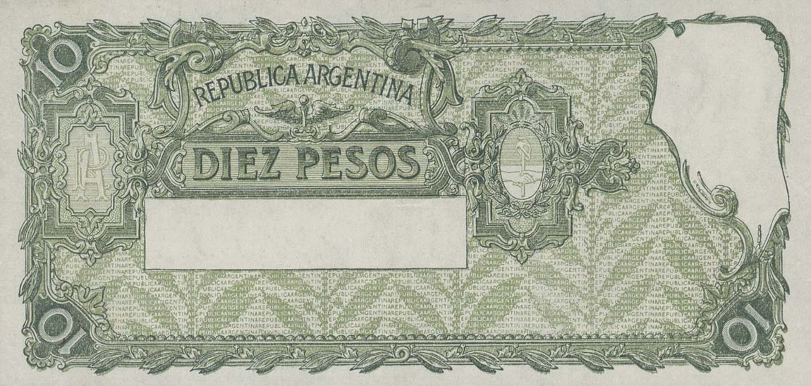 Back of Argentina p245c: 10 Pesos from 1933