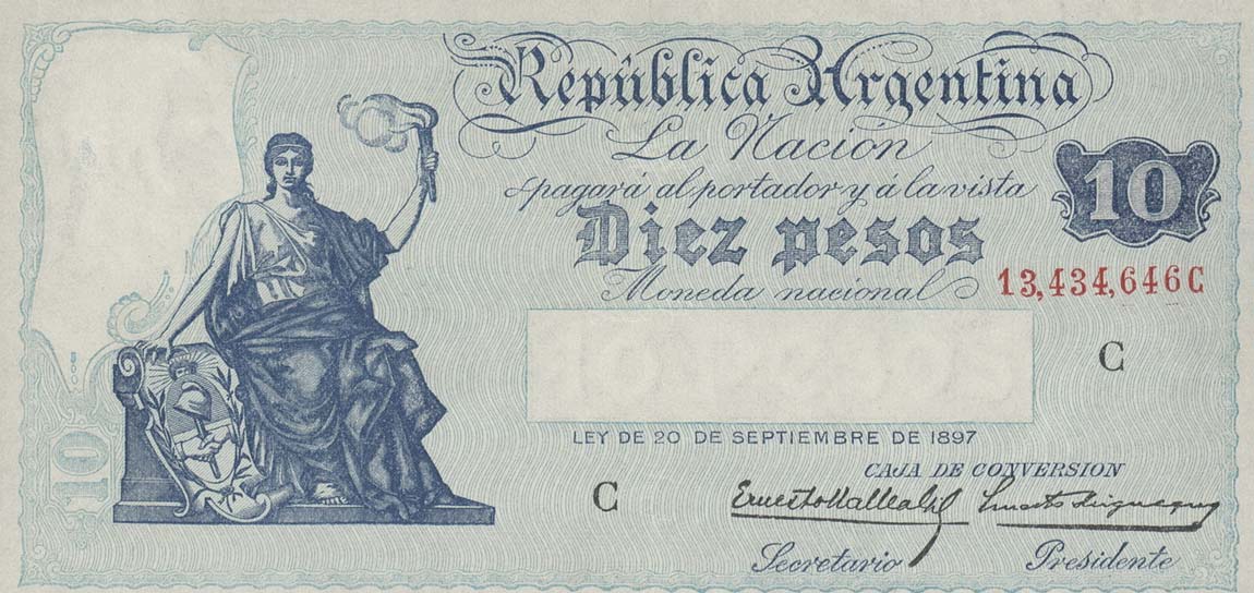 Front of Argentina p245c: 10 Pesos from 1933