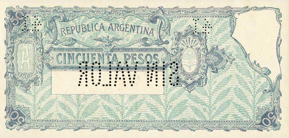 Back of Argentina p254s: 50 Pesos from 1936
