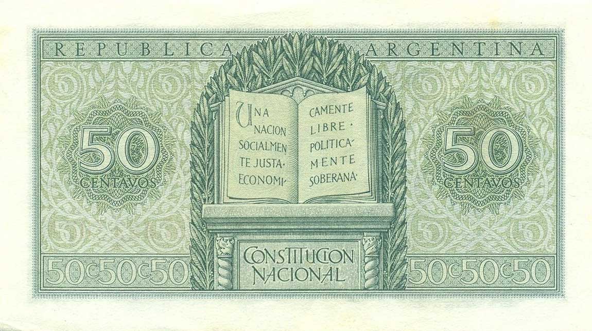 Back of Argentina p259b: 50 Centavos from 1951