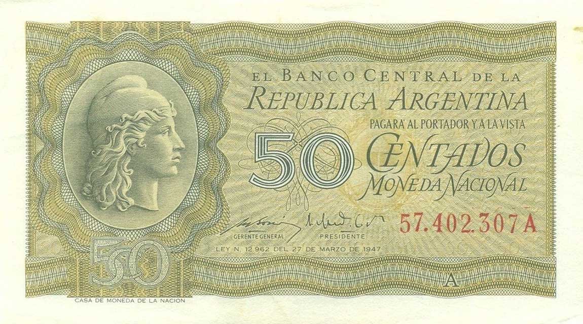 Front of Argentina p259b: 50 Centavos from 1951