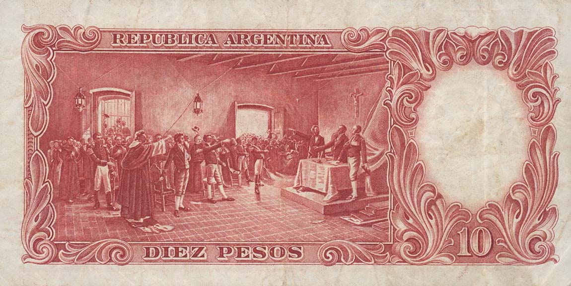 Back of Argentina p270c: 10 Pesos from 1954