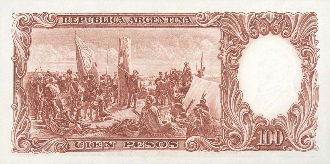 Back of Argentina p272a: 100 Pesos from 1957