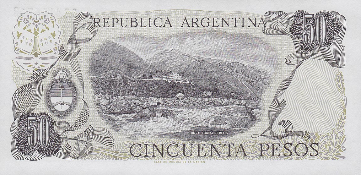 Back of Argentina p290: 50 Pesos from 1972