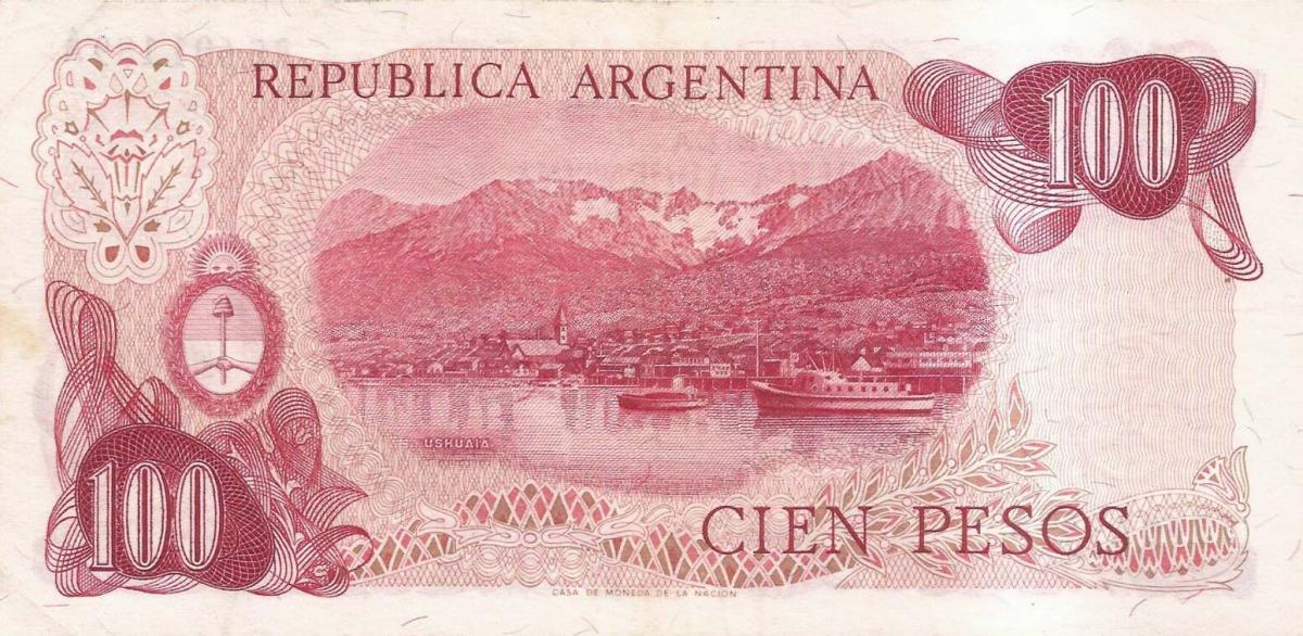 Back of Argentina p291: 100 Pesos from 1971