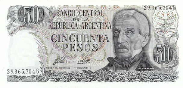 Front of Argentina p301a: 50 Pesos from 1976