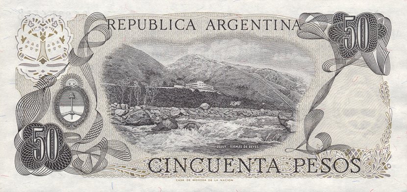 Back of Argentina p301b: 50 Pesos from 1976