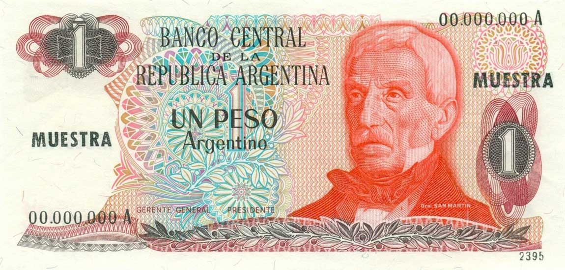 Front of Argentina p311s: 1 Peso Argentino from 1983