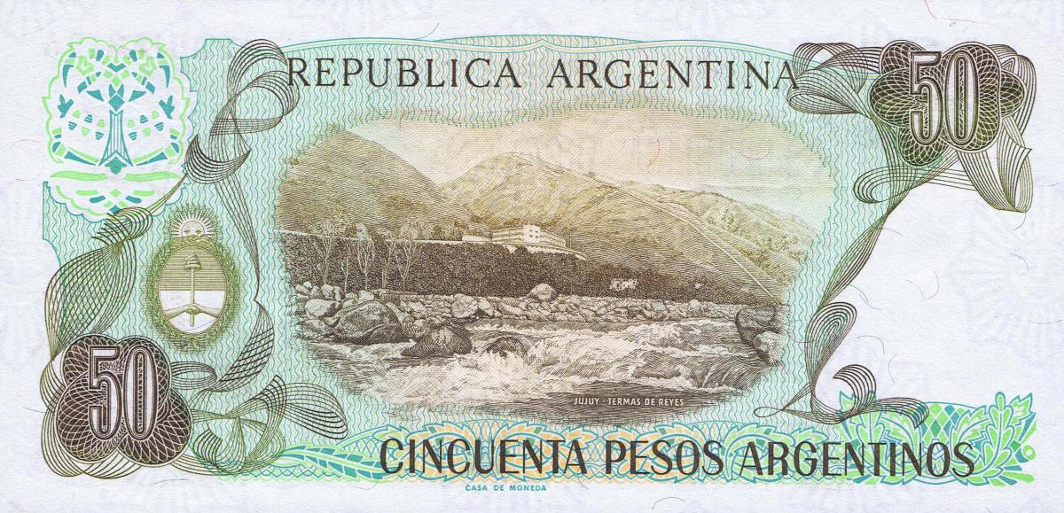 Back of Argentina p314a: 50 Peso Argentino from 1983