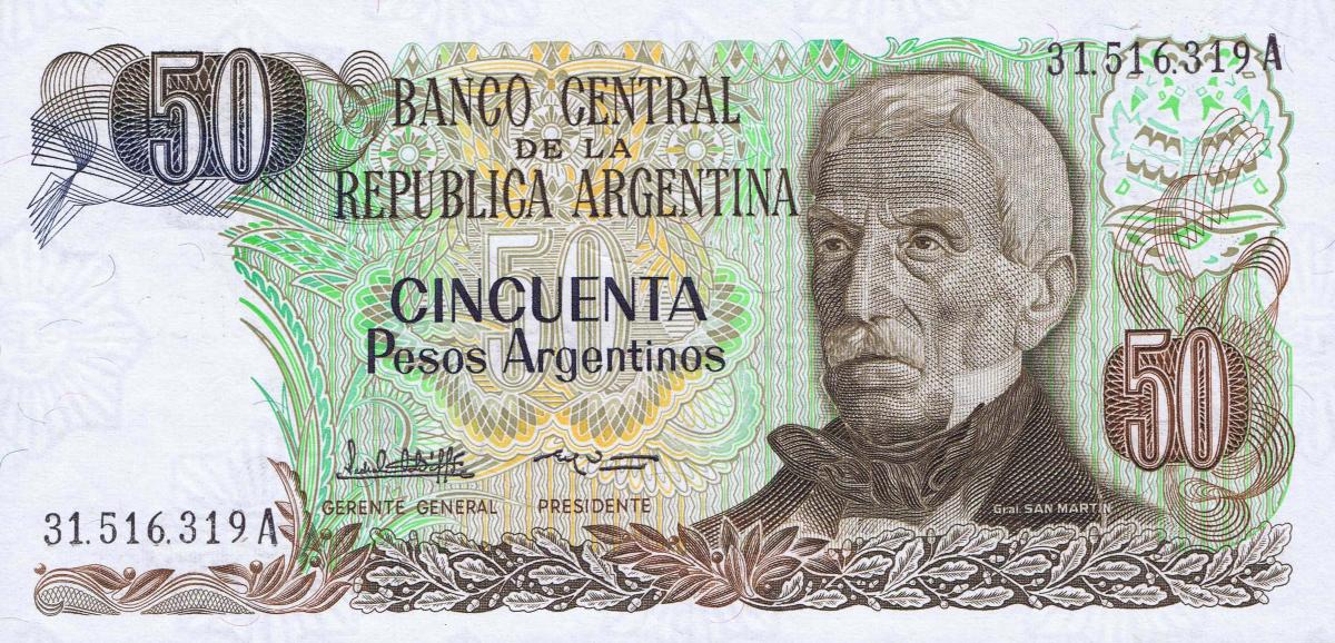 Front of Argentina p314a: 50 Peso Argentino from 1983