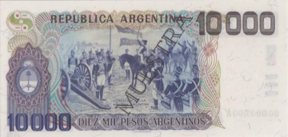 Back of Argentina p319s: 10000 Peso Argentino from 1985