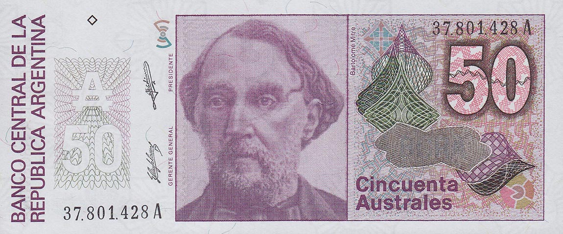 Front of Argentina p326b: 50 Australes from 1986