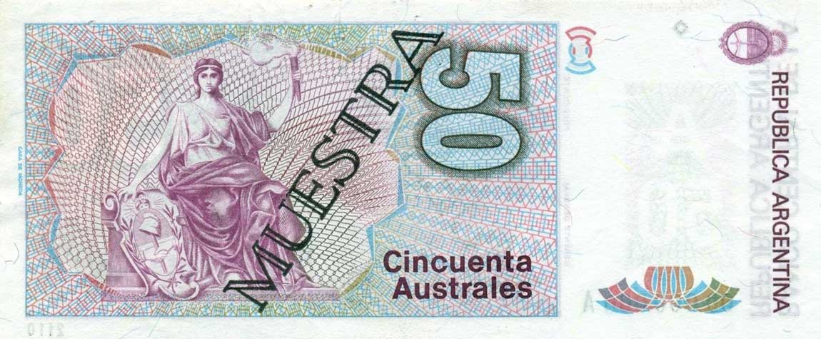 Back of Argentina p326s: 50 Austral from 1986