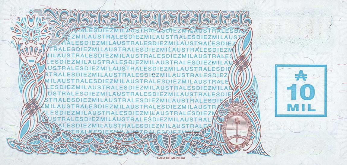 Back of Argentina p331: 10000 Austral from 1989