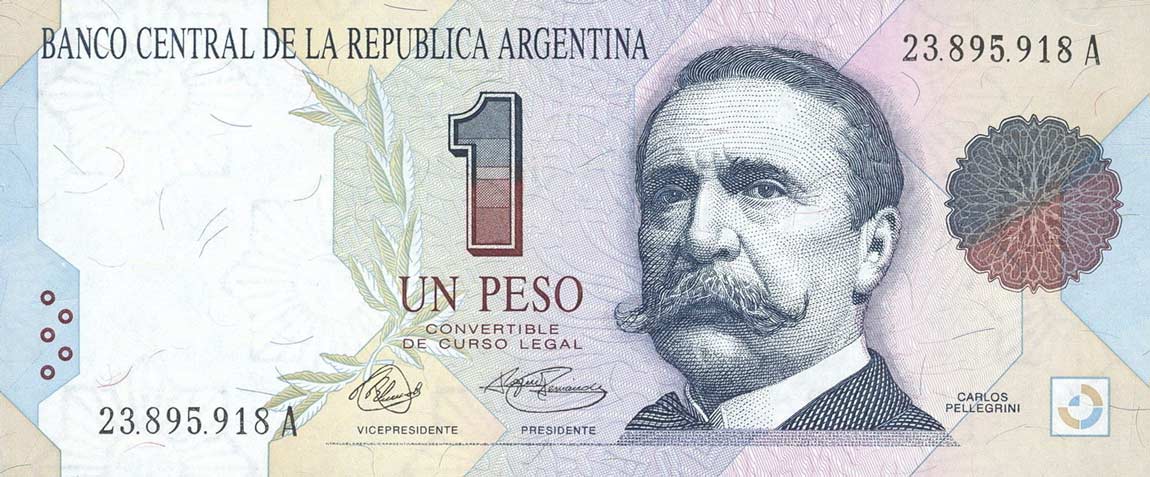 Front of Argentina p339a: 1 Peso from 1992