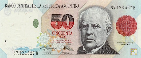 Front of Argentina p344b: 50 Pesos from 1992