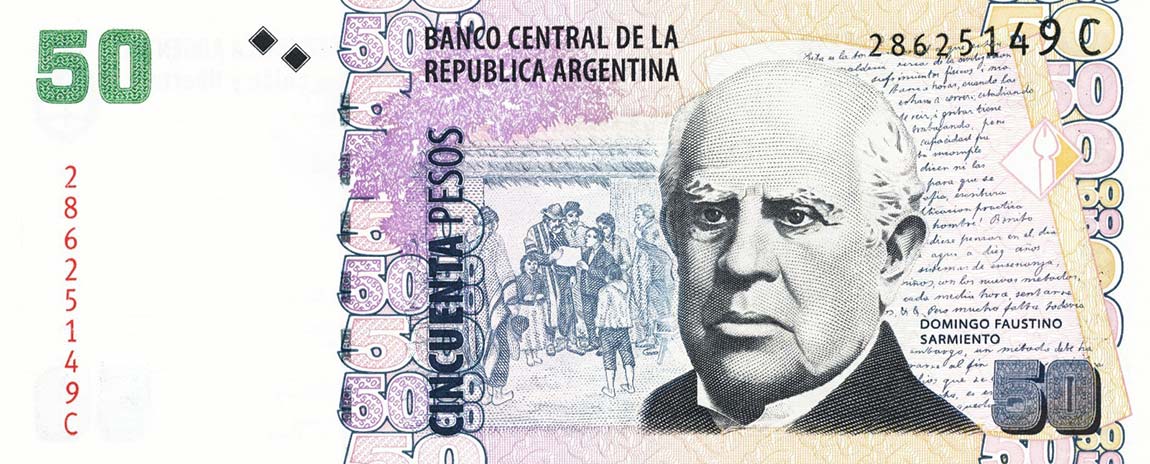 Front of Argentina p356: 50 Pesos from 2002