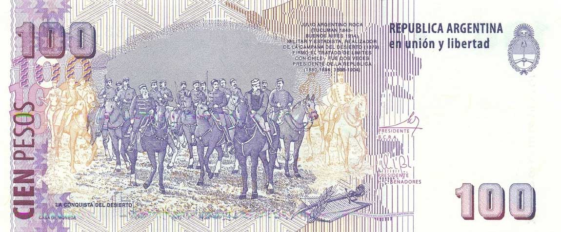 Back of Argentina p357d: 100 Pesos from 2003